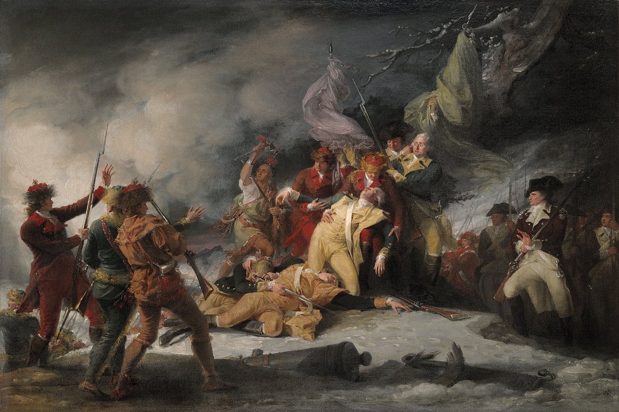 وفاة الجنرال مونتغمري في الهجوم على كيبيك ، 31 ديسمبر 1775 ، 1786 بواسطة جون ترمبل