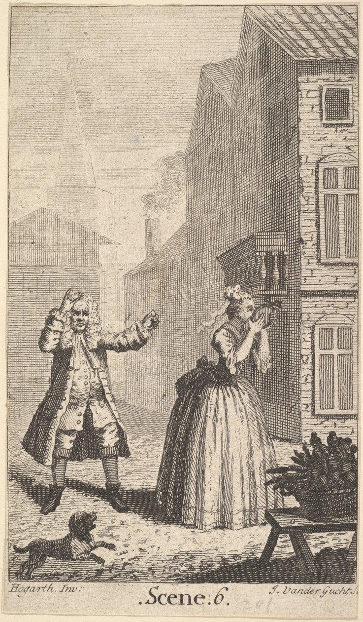 صورة أمامية لـ Moliere's Sganarelle، ou le Cocu Imaginaire The Imaginary Cuckold، ca. 1732. بواسطة جون فاندرغوشت