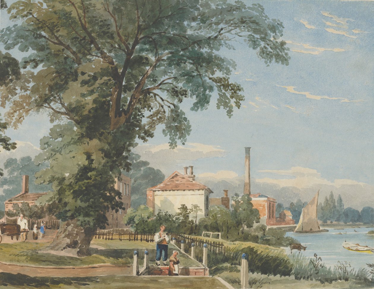 على نهر التايمز في هامرسميث ، كاليفورنيا. 1836. بواسطة جون فارلي الأول