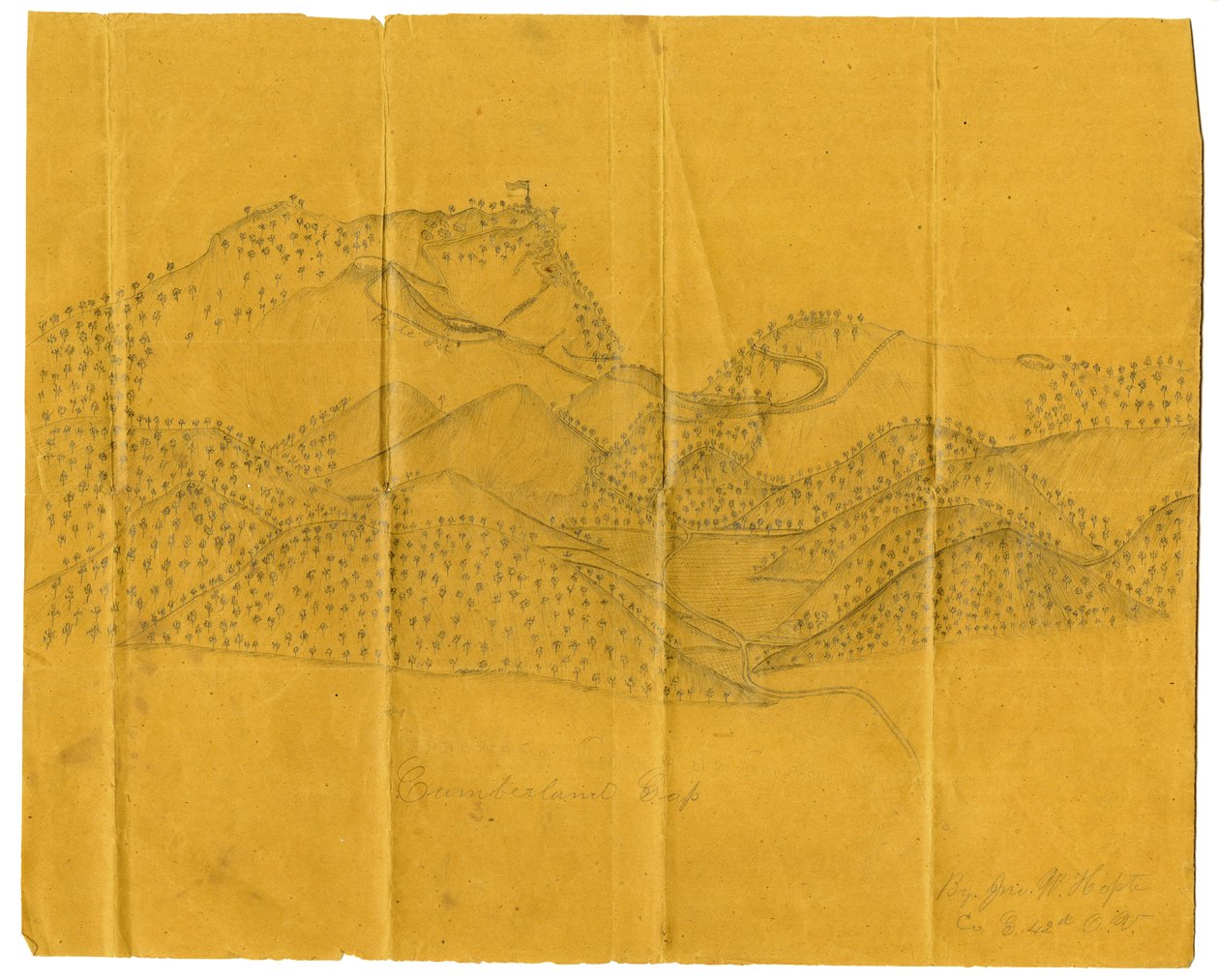 رسم بالقلم الرصاص لفجوة كمبرلاند ، c.1862-1865 بواسطة جون دبليو هوبت