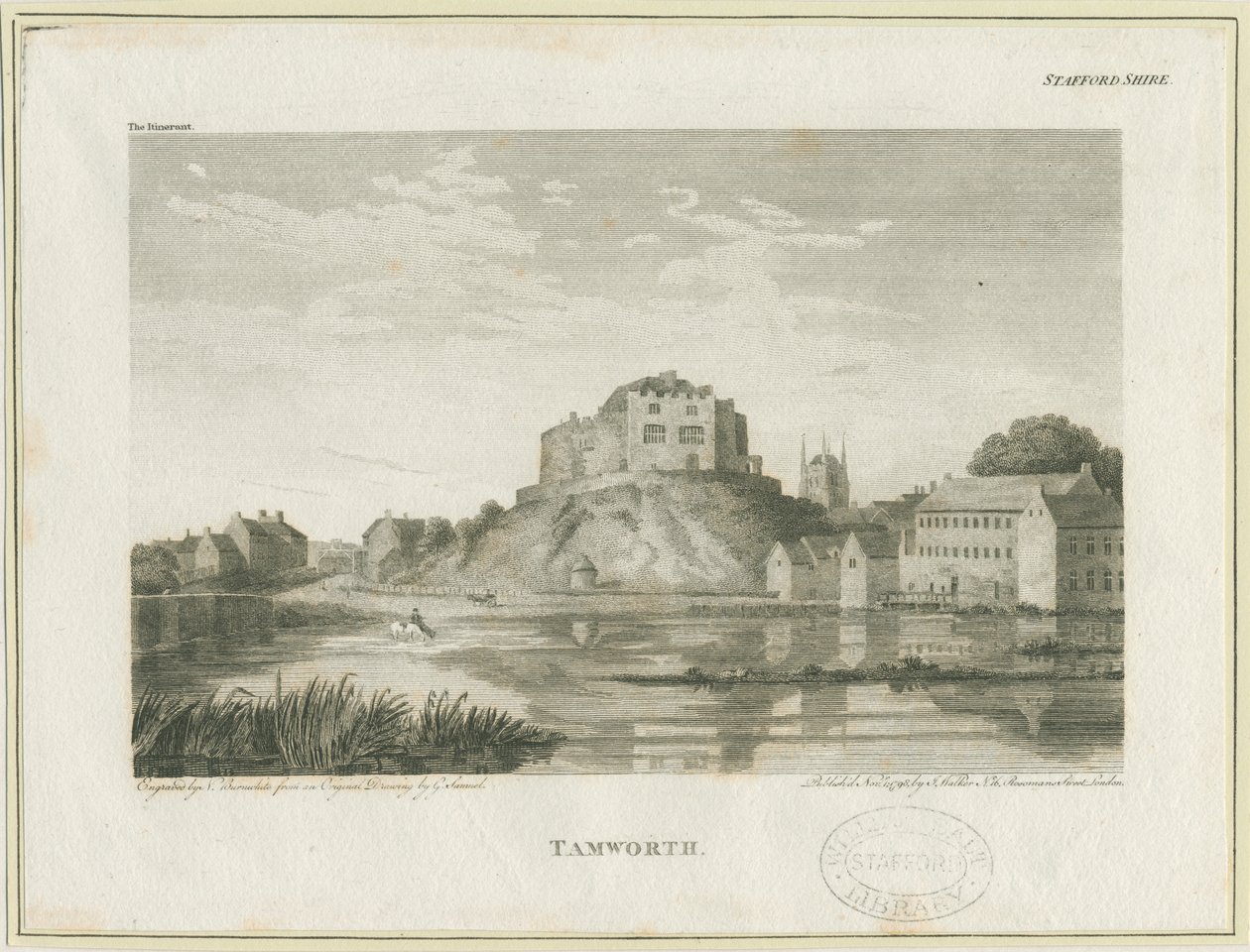 قلعة تامورث: engraving، nd [c 1798] بواسطة جون ووكر