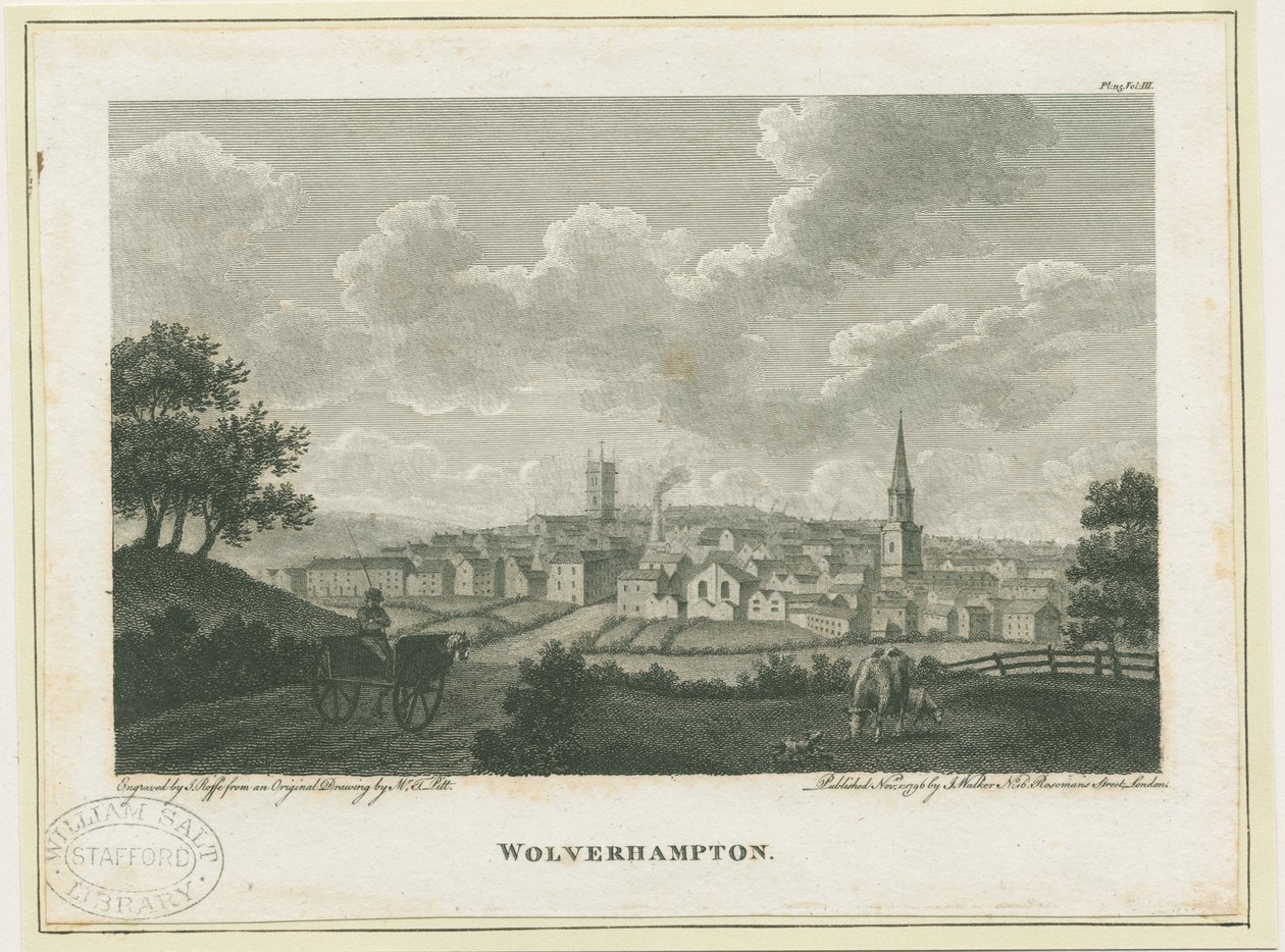 ولفرهامبتون - ساوث ويست فيو: engraving، nd [c 1796] بواسطة جون ووكر