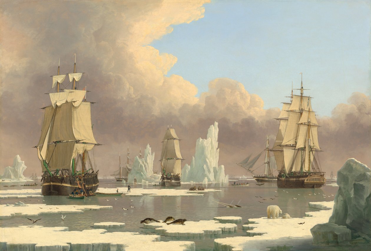 مصايد الحوت الشمالي: البجعة وإيزابيلا ، ج. 1840. بواسطة جون وارد آي.