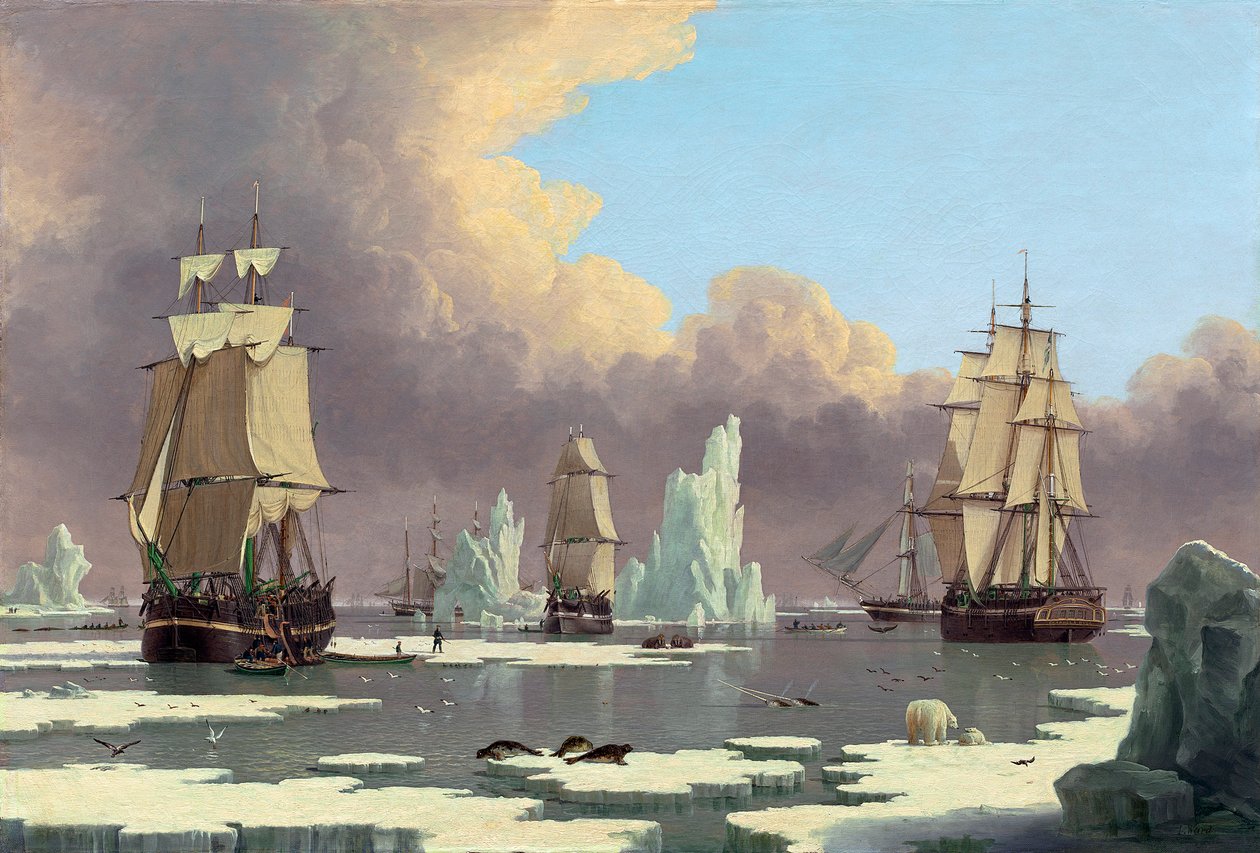 مصايد الحيتان الشمالية: البجعة وإيزابيلا ، ج. 1840 بواسطة جون وارد هال