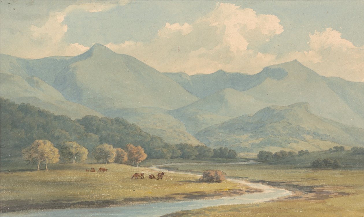 Carnedd Llewelyn و Carnedd David ، Carnarvonshire ، يظهران عبر نهر Ogwen بواسطة جون وارويك سميث