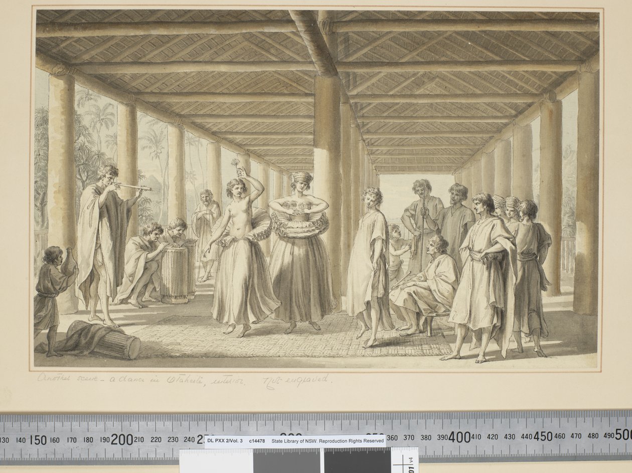 F.14 مشهد آخر ، رقصة في الأثية ، من الخارج ، حوالي 1773 - 84 (ألوان مائية) بواسطة جون ويبر