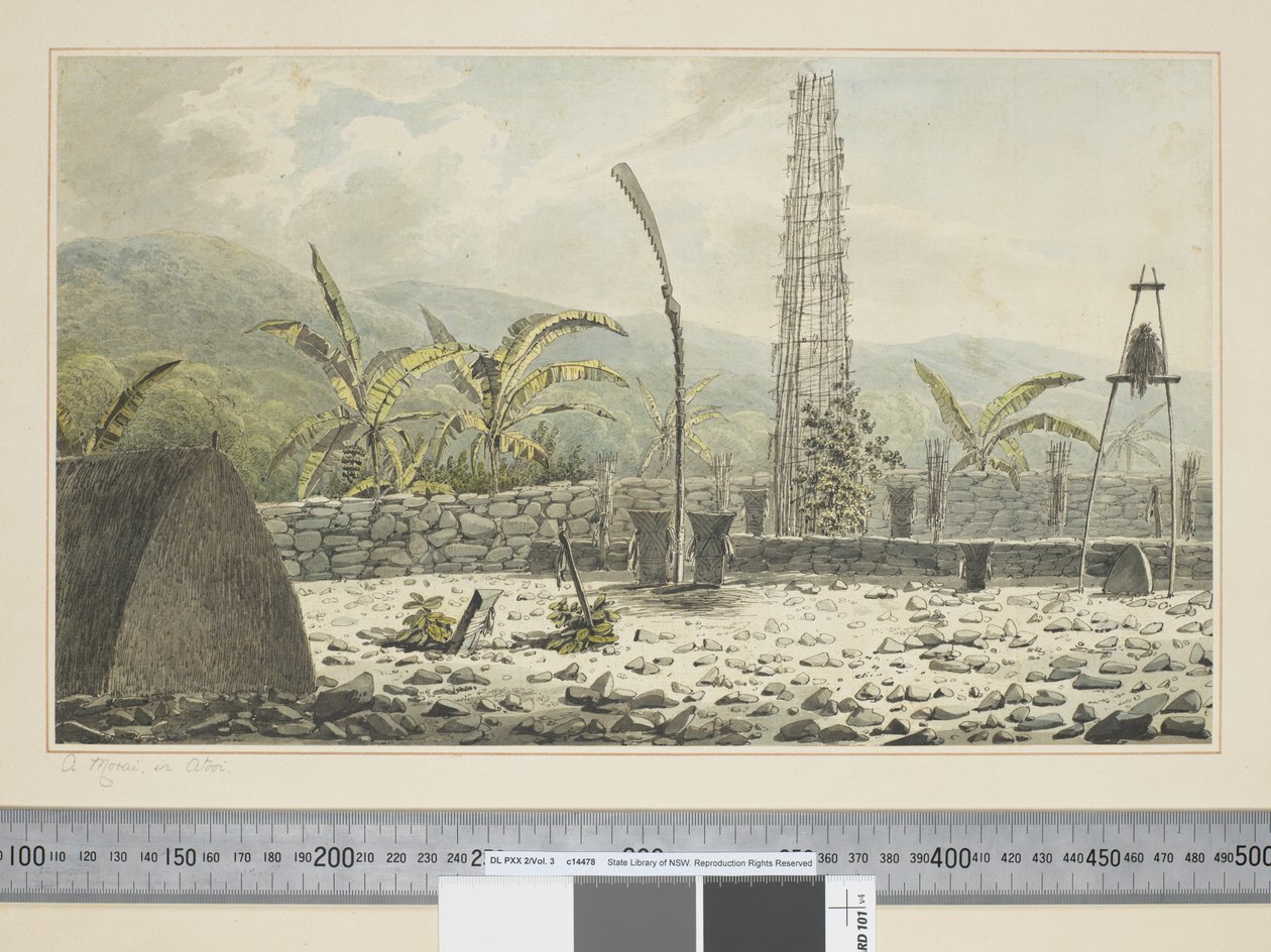 F.17 A Morai ، في Atooi ، حوالي 1773-84 (ألوان مائية) بواسطة جون ويبر