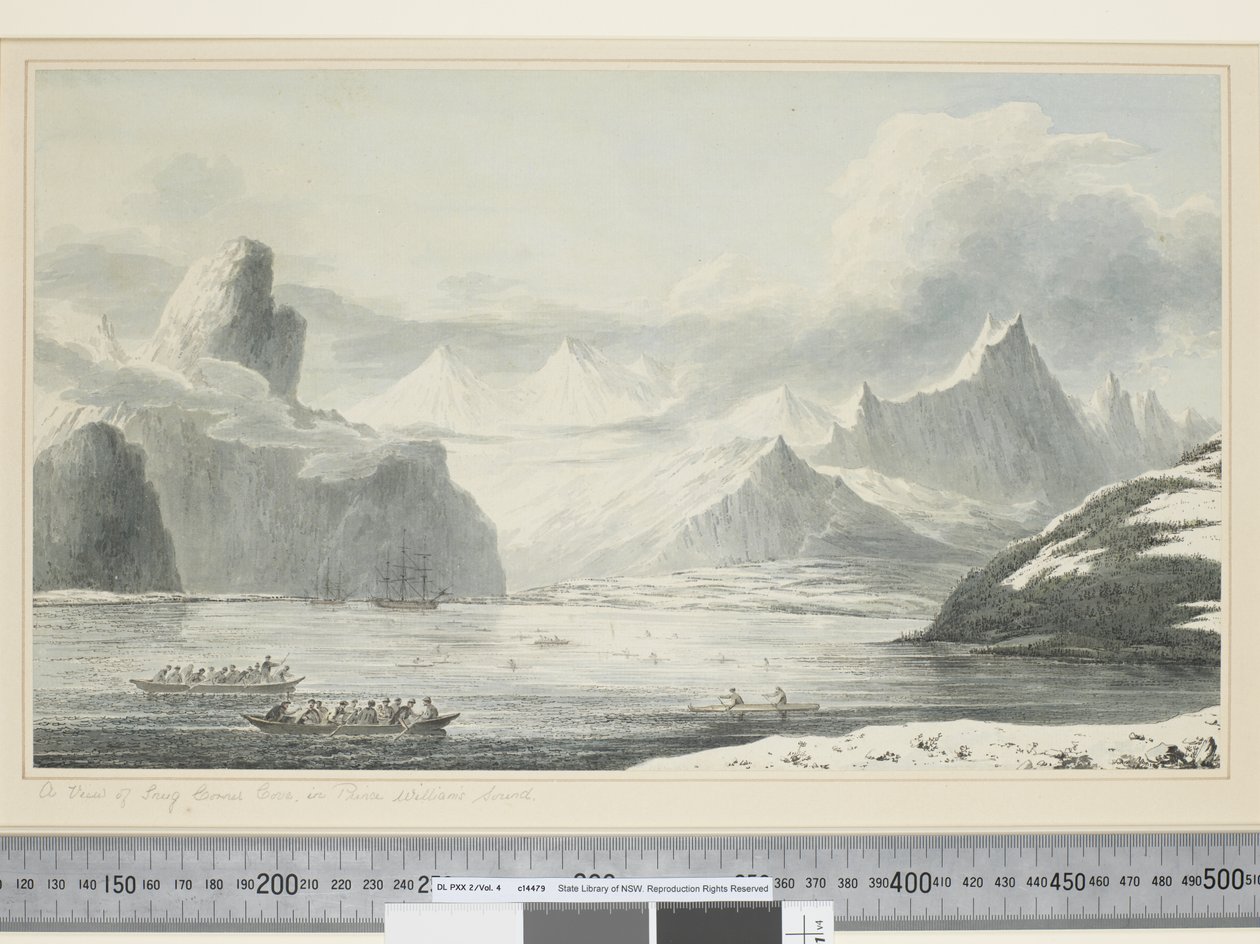 F.25 منظر من Snug Corner Cove ، في صوت الأمير ويليام ، حوالي 1773 - 84 (ألوان مائية) بواسطة جون ويبر
