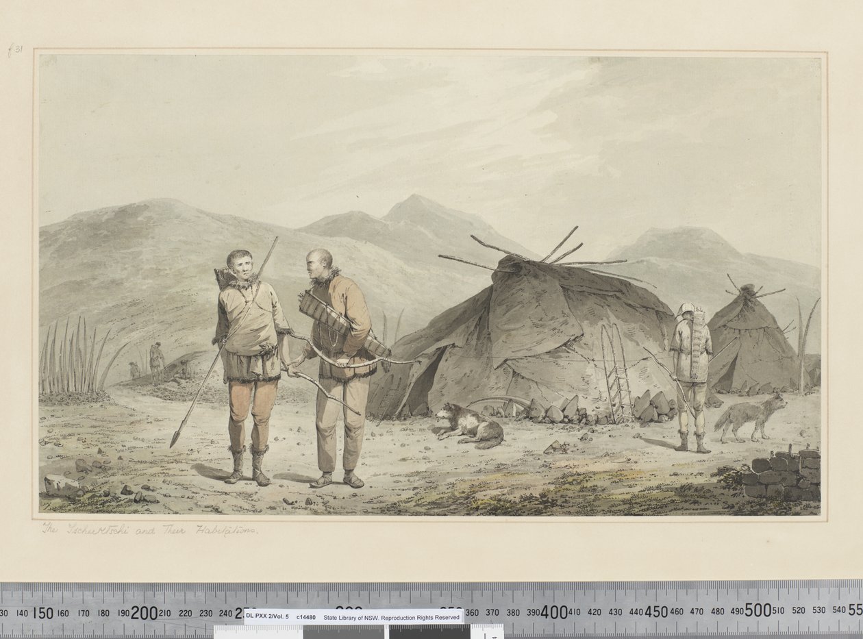 F.31 The Tschuktschi ومساكنهم ، حوالي 1773 - 84 (ألوان مائية) بواسطة جون ويبر