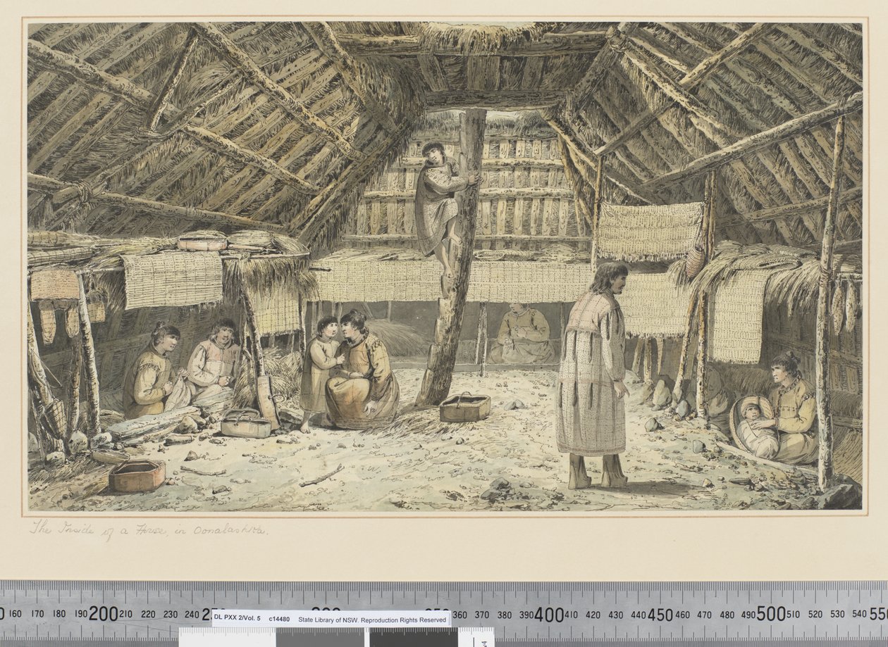 F.34 داخل منزل في أونالاشكا ، حوالي 1773 - 84 (ألوان مائية) بواسطة جون ويبر