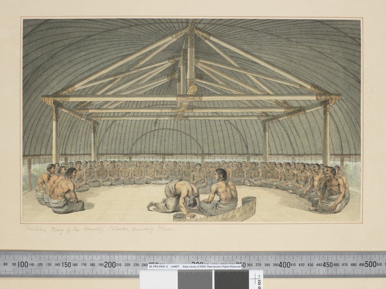 F.7 Poulaho ، ملك الجزر الصديقة ، شرب Kava ، حوالي 1773 - 84 (ألوان مائية) بواسطة جون ويبر