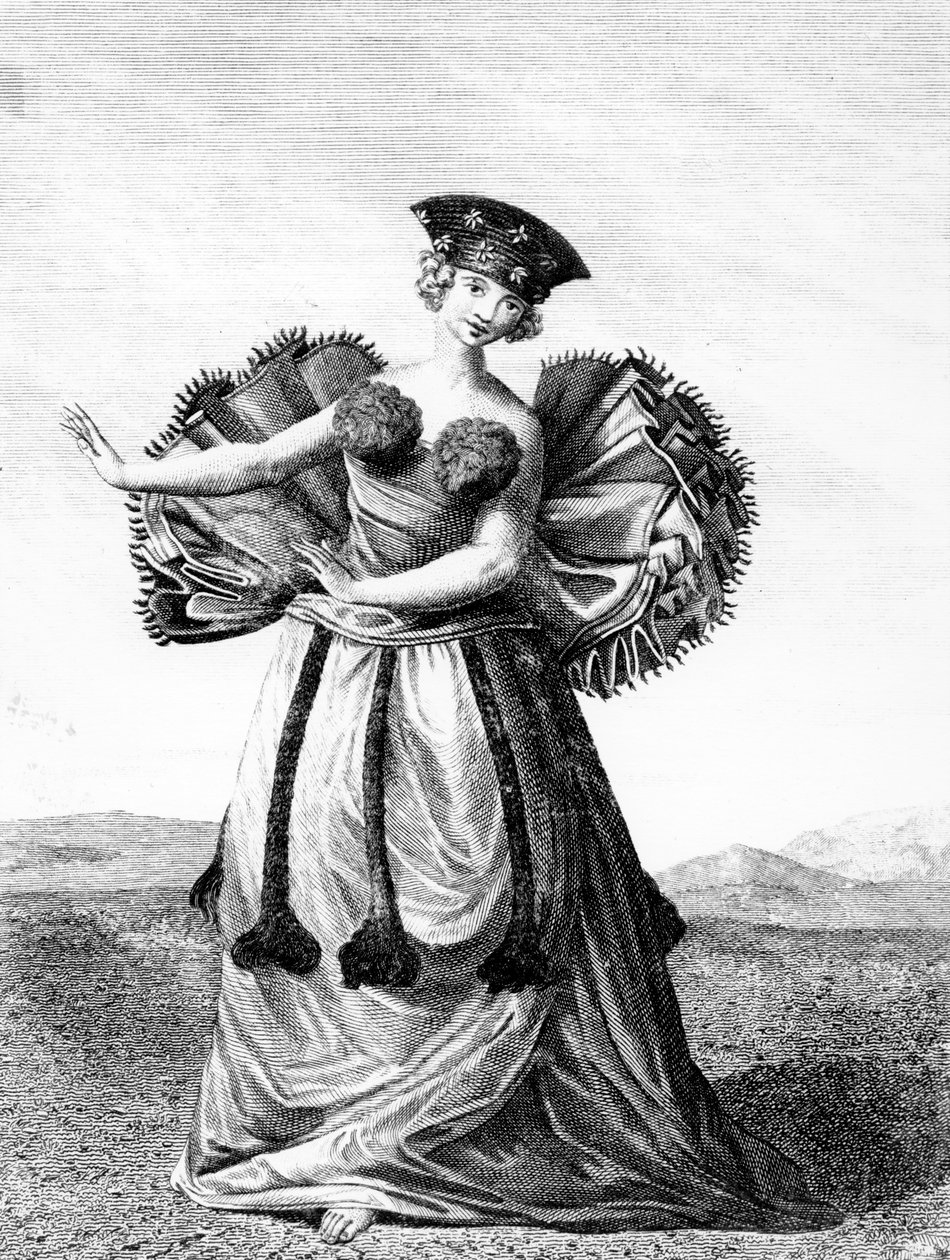 عادة امرأة شابة ترقص على العرقيات ، ج 1785 (نقش) بواسطة جون ويبر