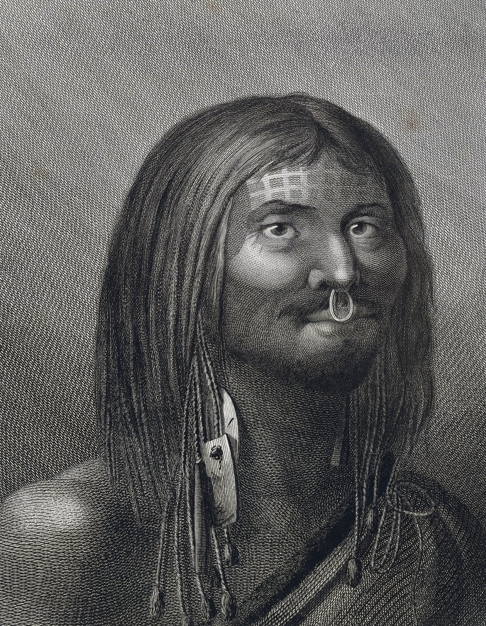 رجل بولينيزي من نوتكا ساوند ، رسم توضيحي لجون ويبر (1752-1793) خلال الرحلة الثالثة (1776-1779) لجيمس كوك (1728-1779) ، بواسطة جون ويبر