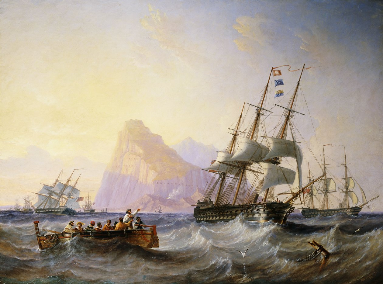 الرجال البريطانيون O "War off Gibraltar، 1855 بواسطة جون ويلسون كارمايكل