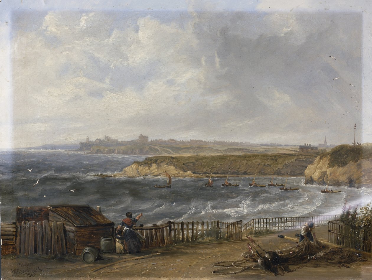 Cullercoats looking towards Tynemouth - Flood tide بواسطة جون ويلسون كارمايكل