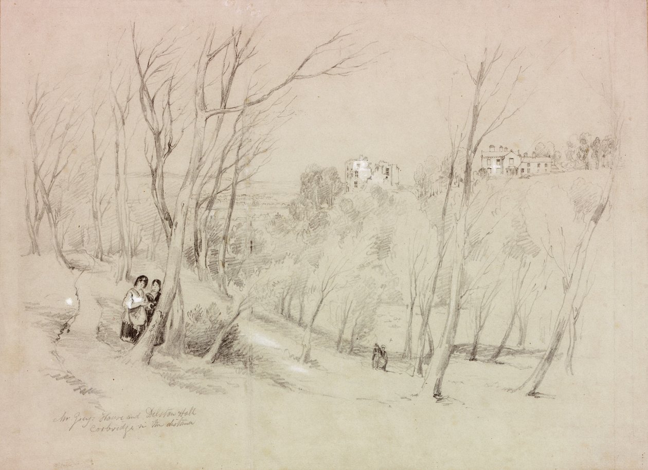 منزل السيد Grey&39;s و Dilston Hall ، Corbridge in the Distance (لون الجسم وقلم رصاص على ورق) بواسطة جون ويلسون كارمايكل