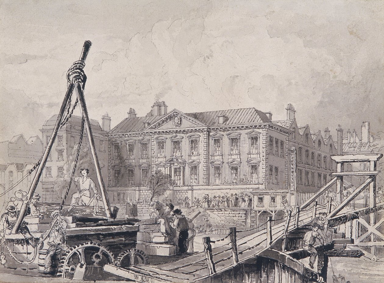 قاعة Fishmongers 'Hall من الشمال الشرقي ، لندن ، c1835 بواسطة جون وودز