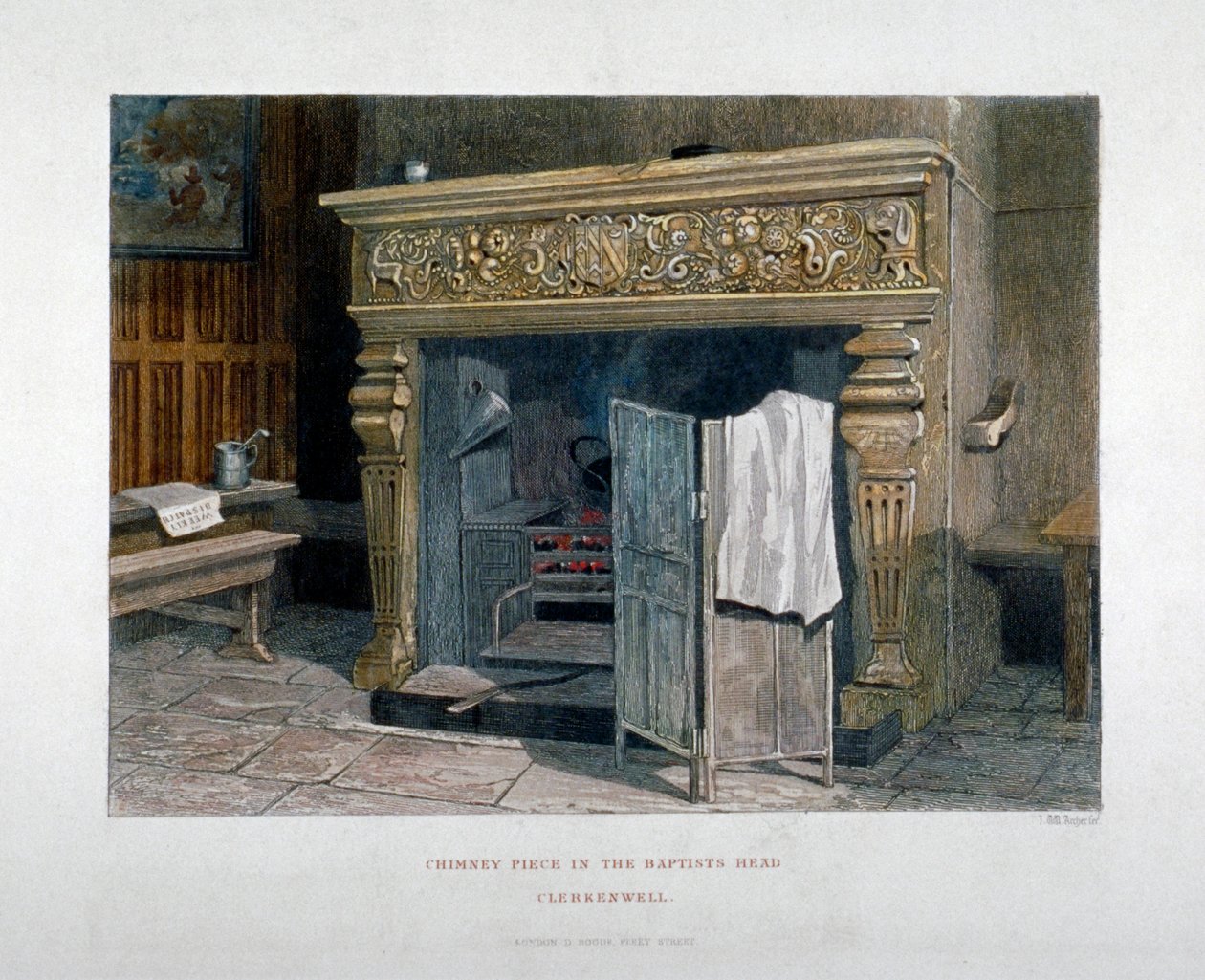 منظر لقطعة مدخنة في Baptist's Head Inn ، كليركينويل ، لندن ، 1851 بواسطة جون ويكهام آرتشر