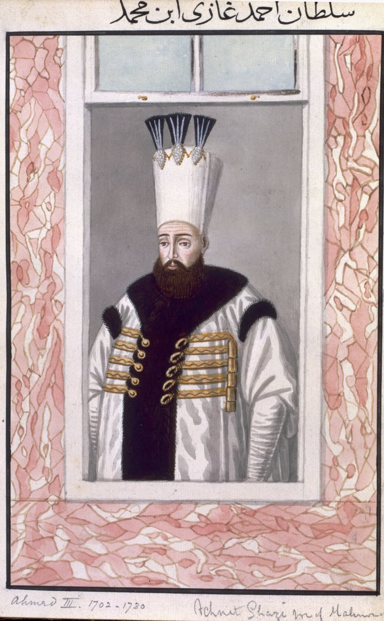 أحمد الثالث (1673-1736) سلطان 1703-30 ، من "سلسلة من صور لأباطرة تركيا" ، 1808 بواسطة جون يونغ