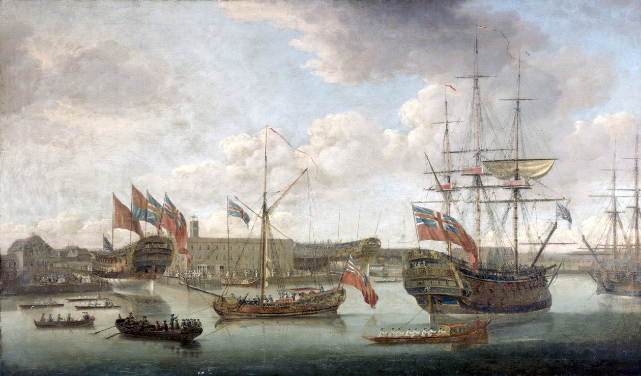 انطلق في Deptford Dockyard ، c.1750 بواسطة جون الأكبر كليفيلي