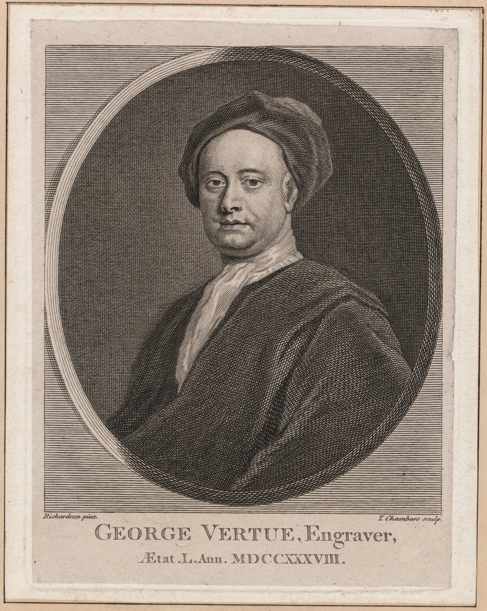 جورج فيرتو ، منقوش من قبل توماس شامبارز (1724-1789) ، ج بواسطة جوناثان ريتشاردسون