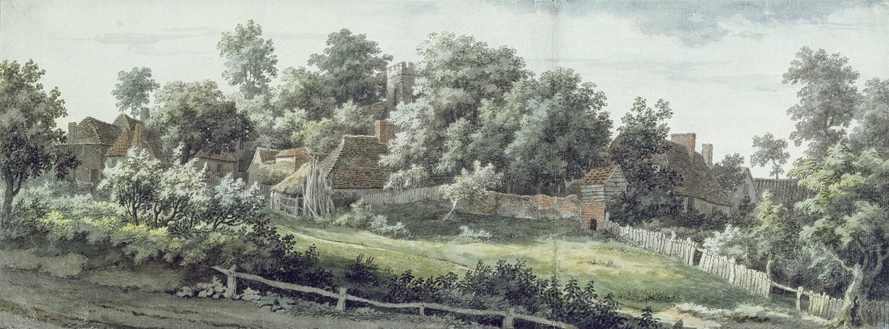 Harbledown ، بالقرب من كانتربري ، 1757 (مرحاض بقلم وحبر رمادي فوق جرافيت على ورق) بواسطة جوناثان سكيلتون