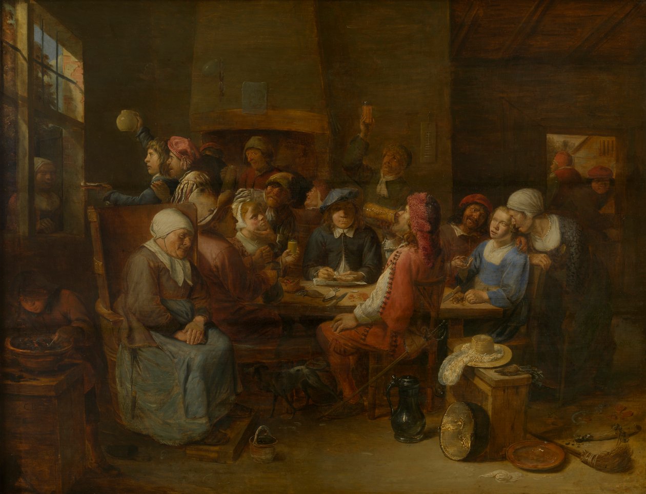 Flemish Tavern (زيت على لوح) بواسطة Joos van Craesbeeck