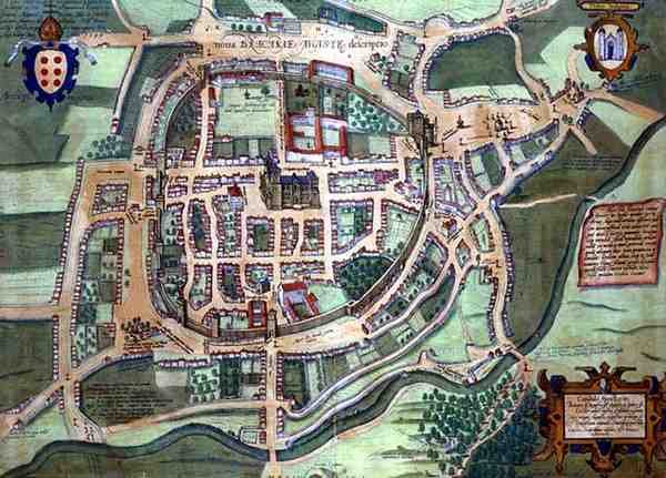 خريطة براك ، من "Civitates Orbis Terrarum" من Georg Braun (1541-1622) و Frans Hogenberg (1535-90) ، c.1572 (نقش ملون) بواسطة جوريس (بعد) هوفناجل