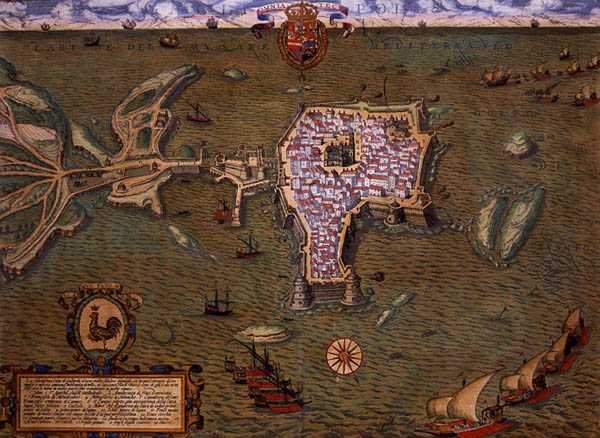 خريطة جاليبولي ، من "Civitates Orbis Terrarum" بقلم جورج براون (1541-1622) وفرانس هوغنبرغ (1535-90) حوالي 1572-1617 (نقش ملون) بواسطة جوريس (بعد) هوفناجل