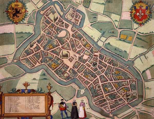 خريطة ليل ، من "Civitates Orbis Terrarum" بقلم جورج براون (1541-1622) وفرانس هوغنبرغ (1535-90) حوالي 1572-1617 (نقش ملون) بواسطة جوريس (بعد) هوفناجل