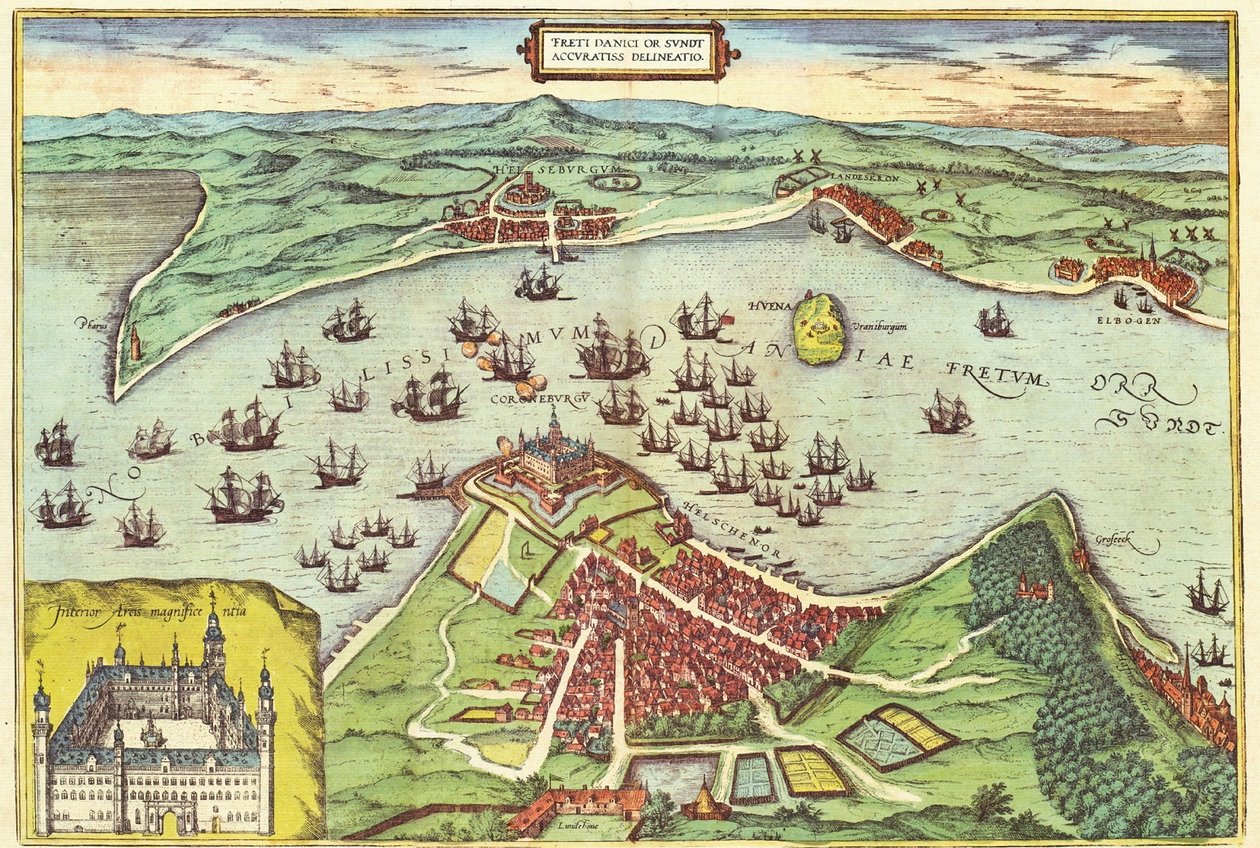 Elsinore ، الدنمارك ، من World بواسطة Braun (1541-1622) و Frans Hogenberg (1535-90) ، c.1572 بواسطة جوريس هوفناجل