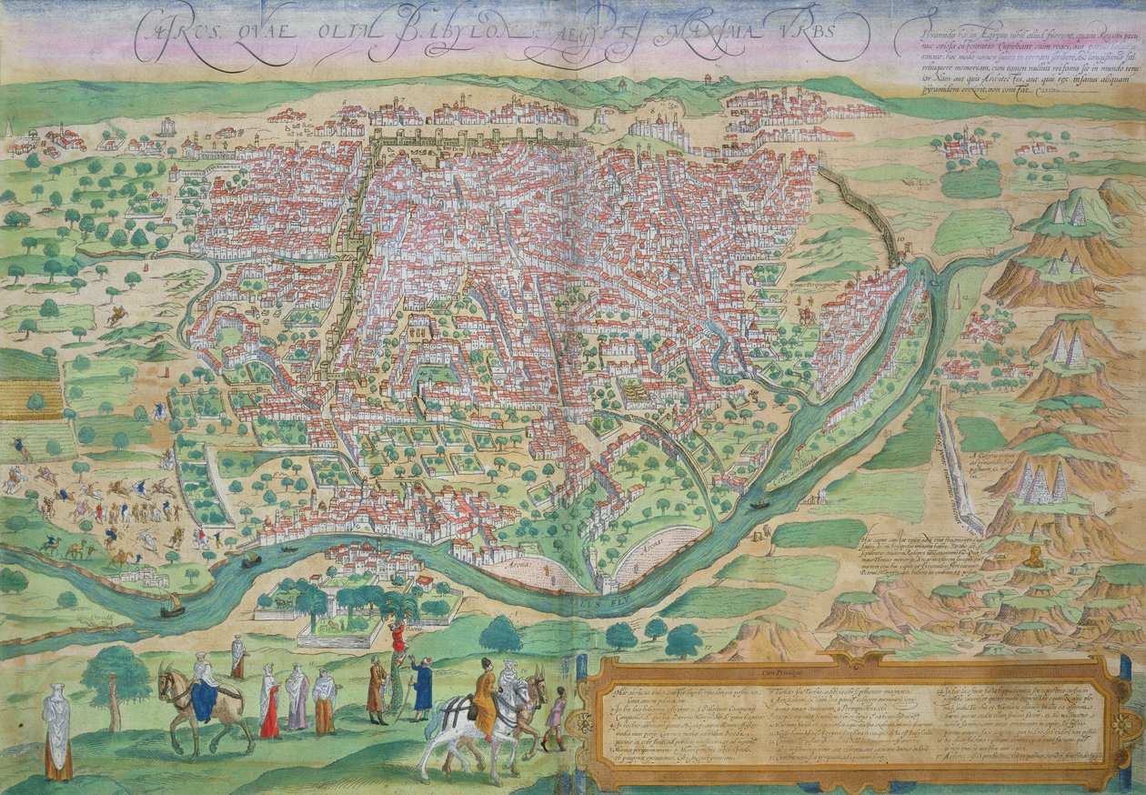 خريطة القاهرة ، من "العالم" بقلم براون (1541-1622) وفرانز هوغنبرغ (1535-90) ، ص 1572 بواسطة جوريس هوفناجل