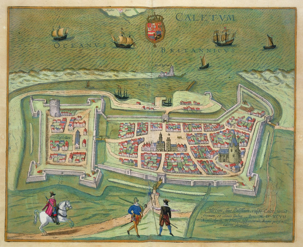 خريطة كاليه ، من "Civitates Orbis Terrarum" لجورج براون (1541-1622) و فرانس هوجنبرج (1535-1590) ، 1597 (نقش الألوان) بواسطة جوريس هوفناجل