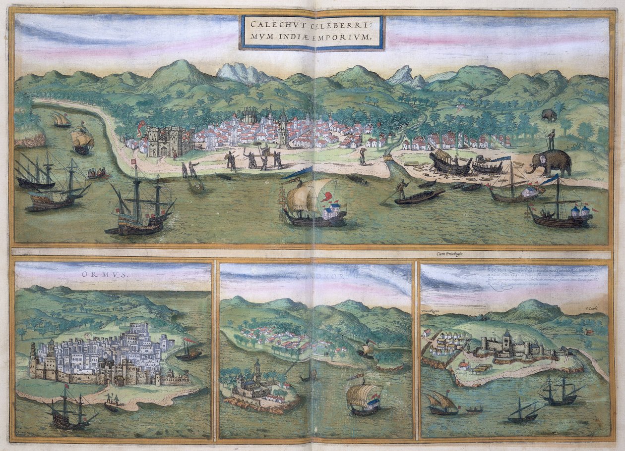 خريطة كاليكوت ، من "العالم" التي كتبها براون (1541-1622) وفرانز هوغنبرغ (1535-90) ، ج .1572 بواسطة جوريس هوفناجل