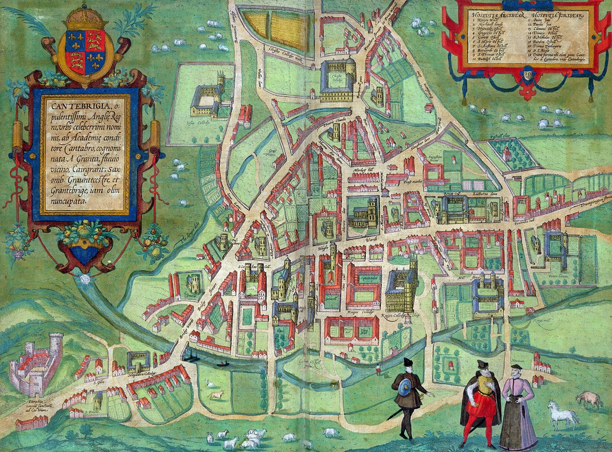 خريطة كامبريدج ، من "العالم" بقلم براون (1541-1622) وفرانز هوغنبرغ (1535-90) ، ج .1572 بواسطة جوريس هوفناجل