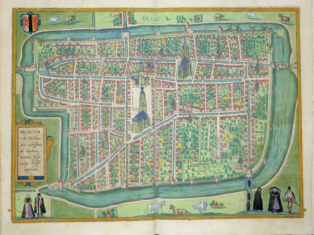 خريطة دلفت ، من "العالم" بقلم براون (1541-1622) وفرانز هوغنبرغ (1535-90) c.1572-1617 بواسطة جوريس هوفناجل
