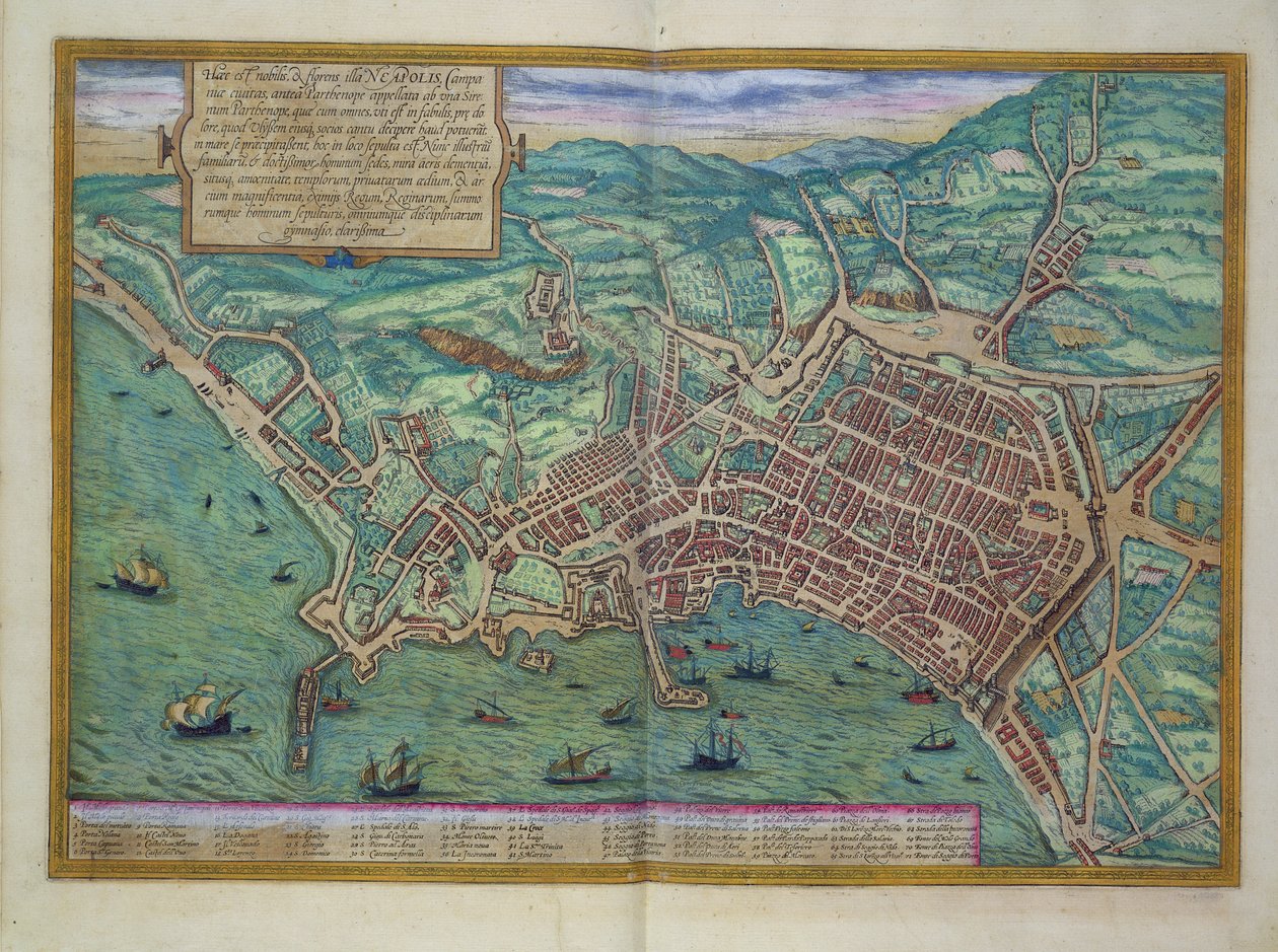 خريطة نابولي ، من "العالم" بقلم براون (1541-1622) وفرانز هوغنبرغ (1535-90) ، ج .1572 بواسطة جوريس هوفناجل