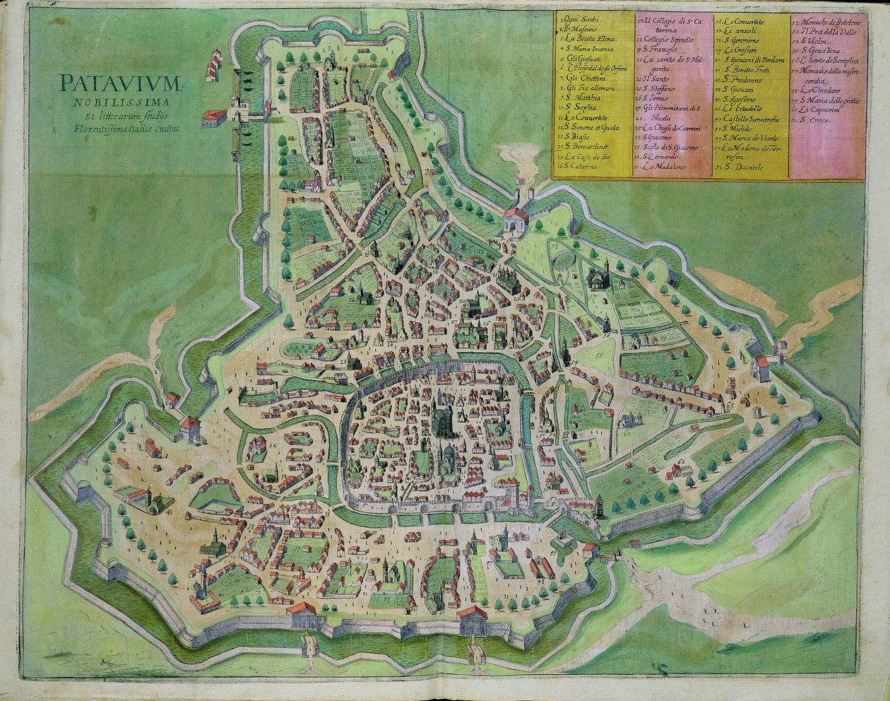خريطة بادوفا ، من "العالم" بقلم براون (1541-1622) وفرانز هوغنبرغ (1535-90) c.1572-1617 بواسطة جوريس هوفناجل