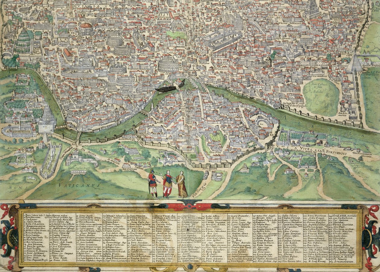 خريطة روما ، من "Civitates Orbis Terrarum" لجورج براون (1541-1622) و فرانس هوجنبرج (1535-90) c.1572-1617 (انظر 138955) بواسطة جوريس هوفناجل