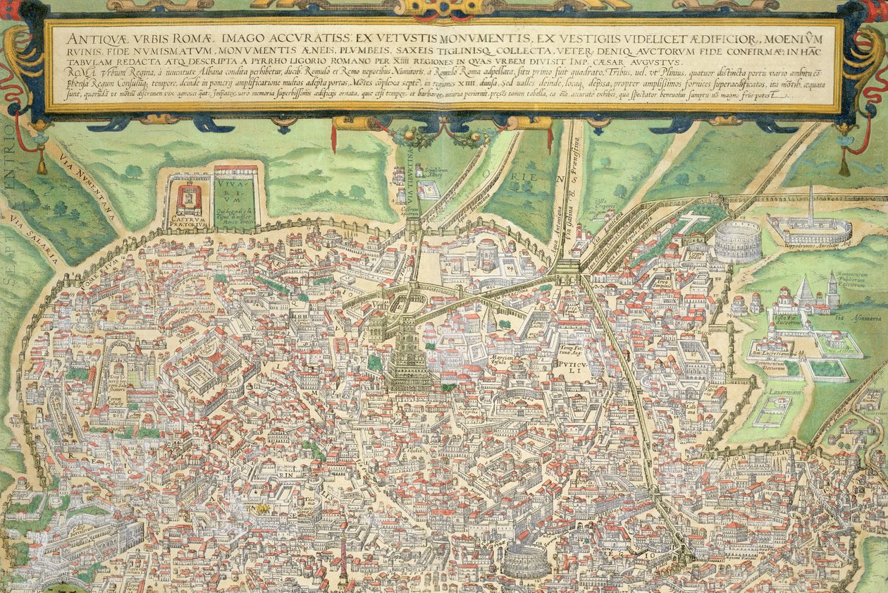 خريطة روما ، من "Civitates Orbis Terrarum" لجورج براون (1541-1622) و فرانس هوجنبرج (1535-90) c.1572-1617 (انظر 138961) بواسطة جوريس هوفناجل