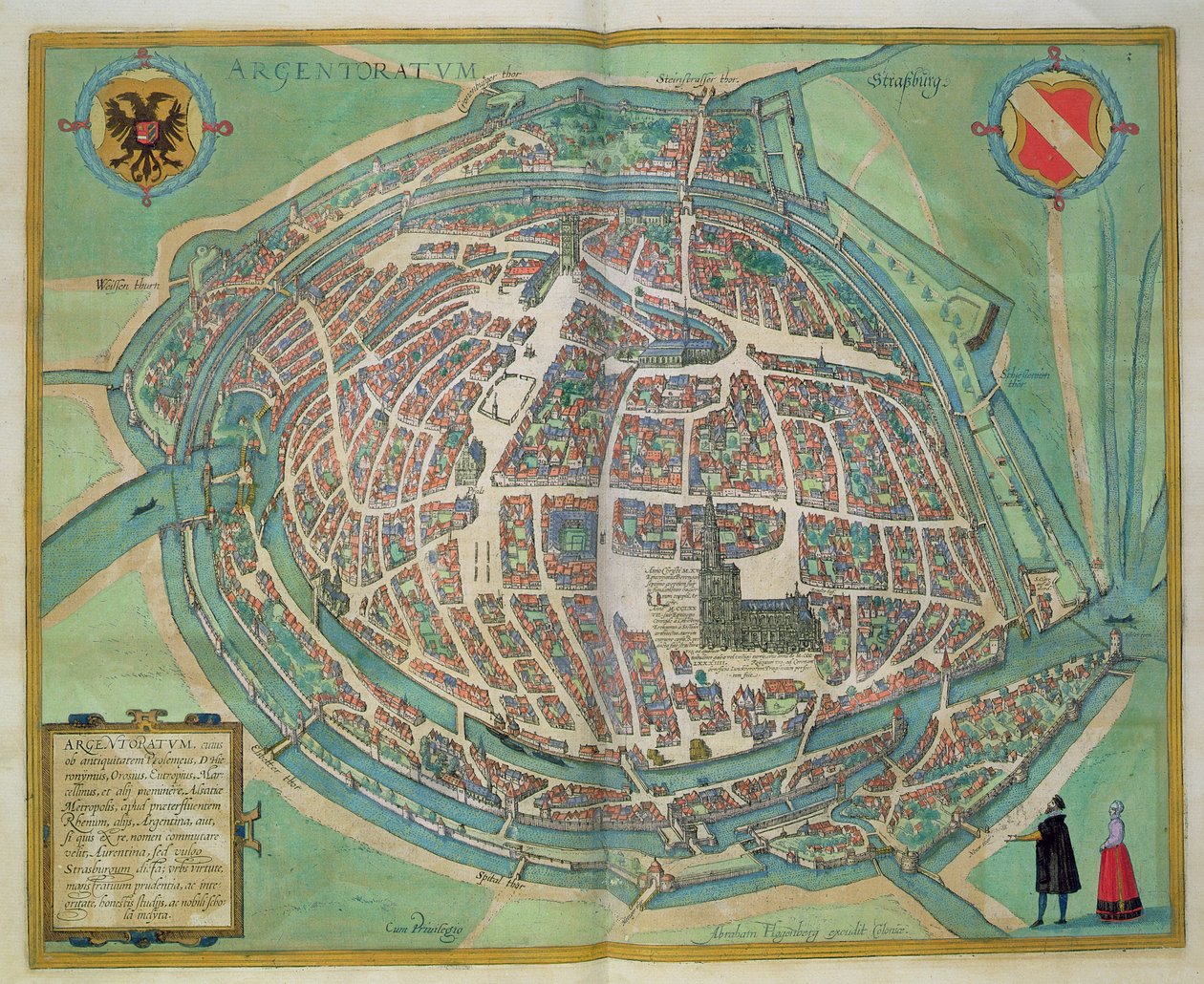 خريطة ستراسبورغ ، من "العالم" التي كتبها براون (1541-1622) وفرانز هوغنبرغ (1535-90) ، ج .1572 بواسطة جوريس هوفناجل