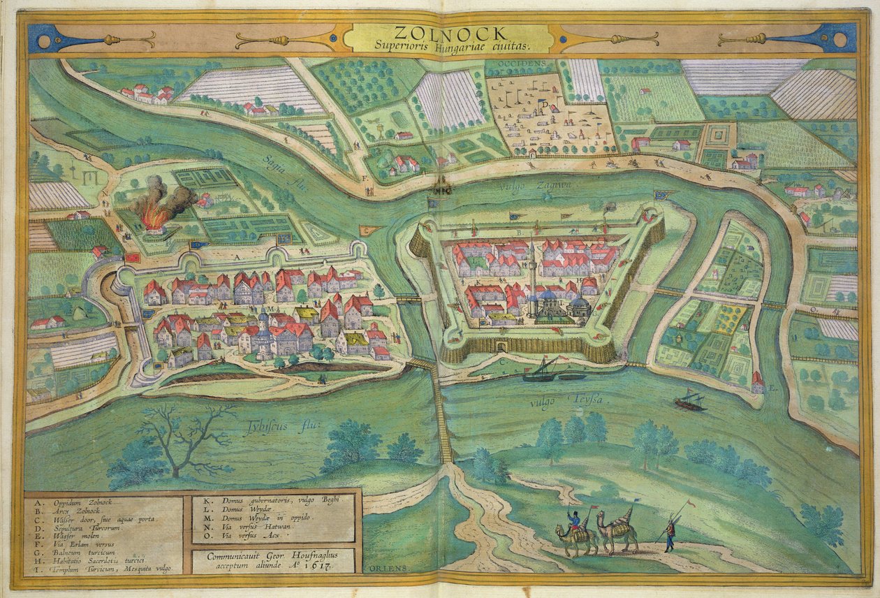 خريطة لسولنوك ، من "العالم" بقلم براون (1541-1622) وفرانز هوغنبرغ (1535-90) 1617 بواسطة جوريس هوفناجل