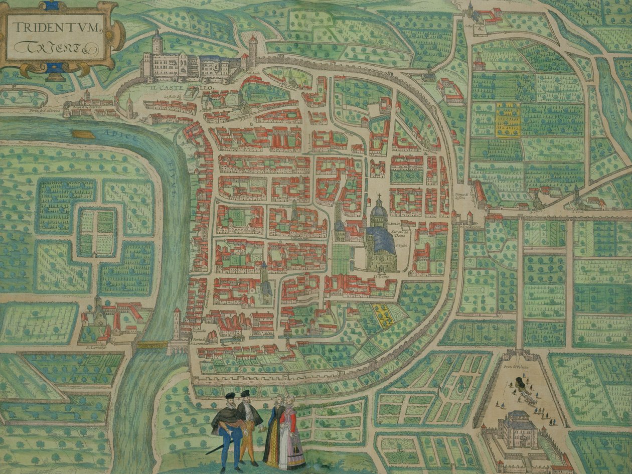 خريطة ترينتو ، من "العالم" التي كتبها براون (1541-1622) وفرانز هوغنبرغ (1535-90) c.1572-1617 بواسطة جوريس هوفناجل