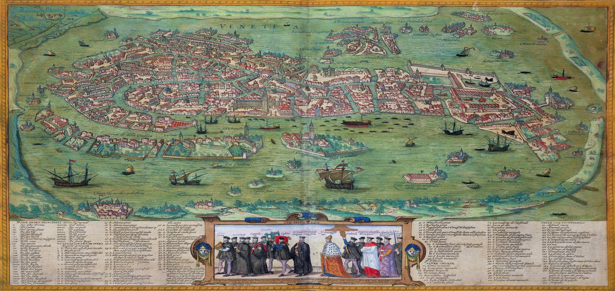 خريطة البندقية ، من "العالم" التي كتبها براون (1541-1622) وفرانز هوغنبرغ (1535-90) ، ج .1572 بواسطة جوريس هوفناجل