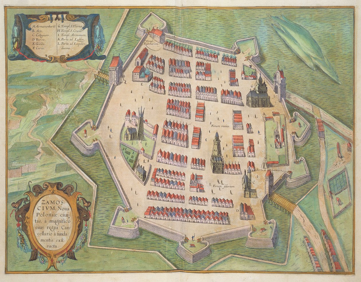 خريطة زاموسك ، من "العالم" بقلم براون (1541-1622) وفرانز هوغنبرغ (1535-90) c.1572-1617 بواسطة جوريس هوفناجل