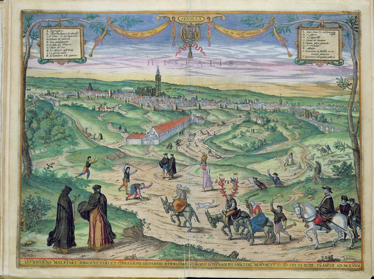 خطة مدينة إشبيلية ، من "Civitates Orbis Terrarum" لجورج براون (1541-1622) و فرانس هوجينبرغ (1535-90) ، 1593 (انظر 202049 لمزيد من التفاصيل) بواسطة جوريس هوفناجل