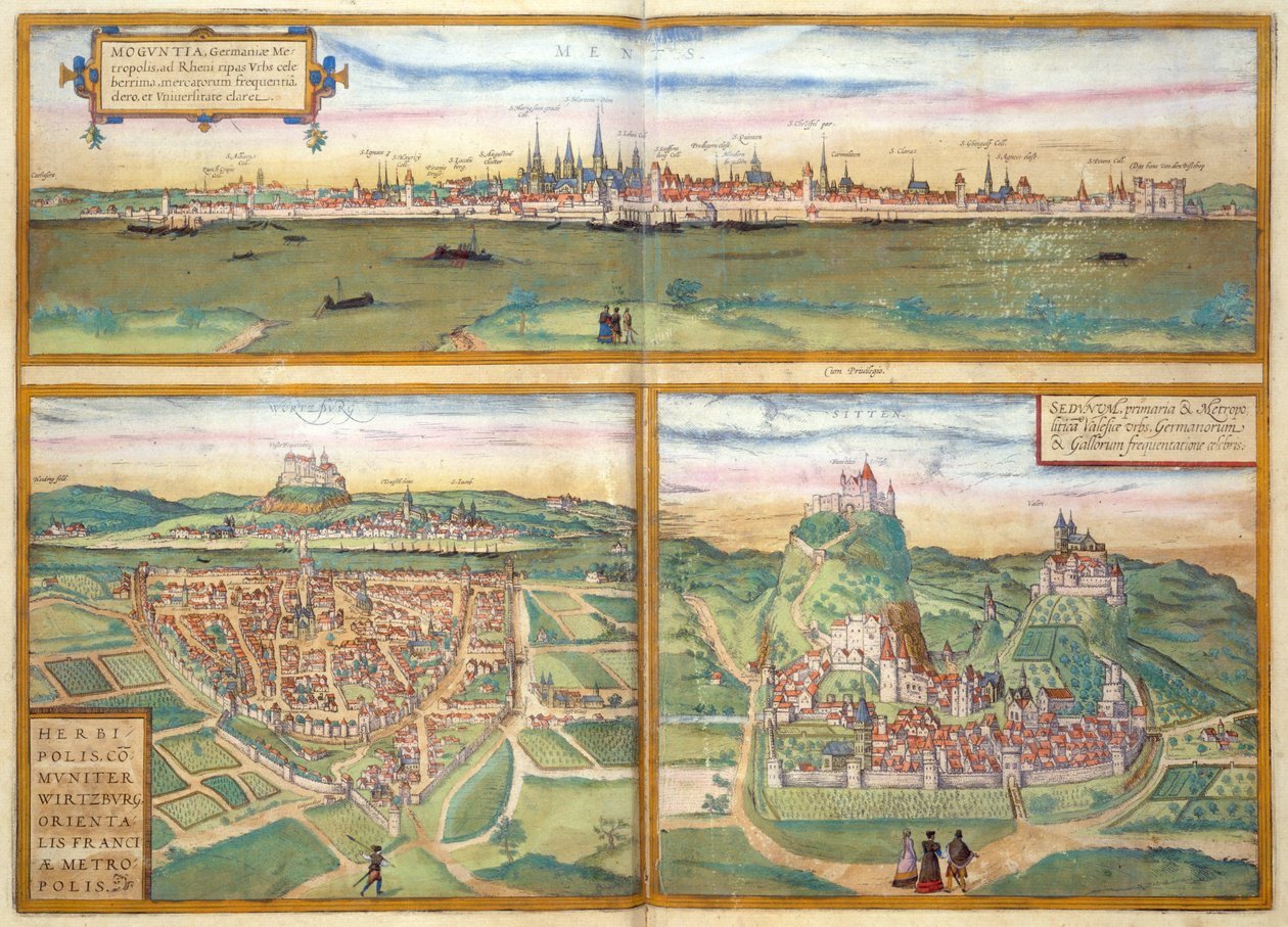 ميتز ، فورتسبورج ، وسيتنسن ، من سيفيتيس أوربيس تياروم بقلم جورج براون (1541-1622) وفرنس هوجينبورج (1535-90) ، ج .1572 بواسطة جوريس بعد هوفناجل