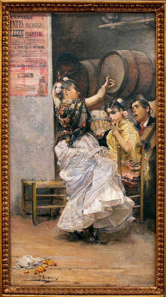 Dance Buleria (flamenco) - Painting by Jose Garcia Ramos (1852-1912), Oil On Canvas بواسطة خوسيه جارسيا راموس