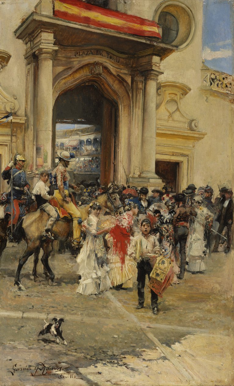 خارج حلبة مصارعة الثيران ، c.1880 بواسطة خوسيه جارسيا راموس
