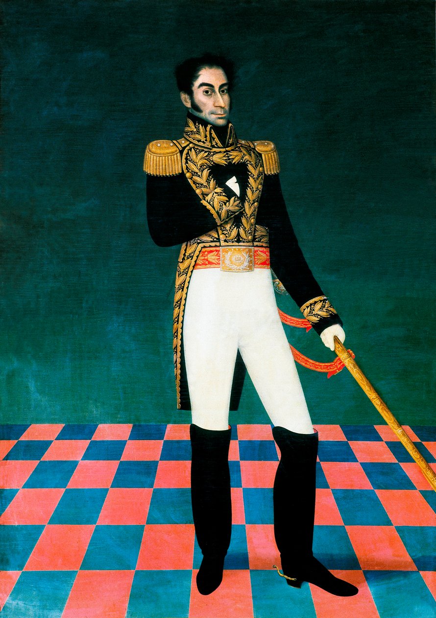 صورة للسياسي والجندي الفنزويلي سيمون بوليفار (1783-1830). لوحة لخوسيه جيل دي كاسترو (1785-1841). القرن ال 19. بيت الحرية، سوكري، بوليفيا. بواسطة خوسيه جيل دي كاسترو